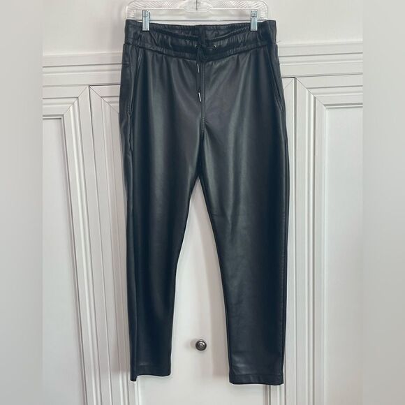 Black Faux Leather‎ Joggers size 10 - Picture 3 of 7